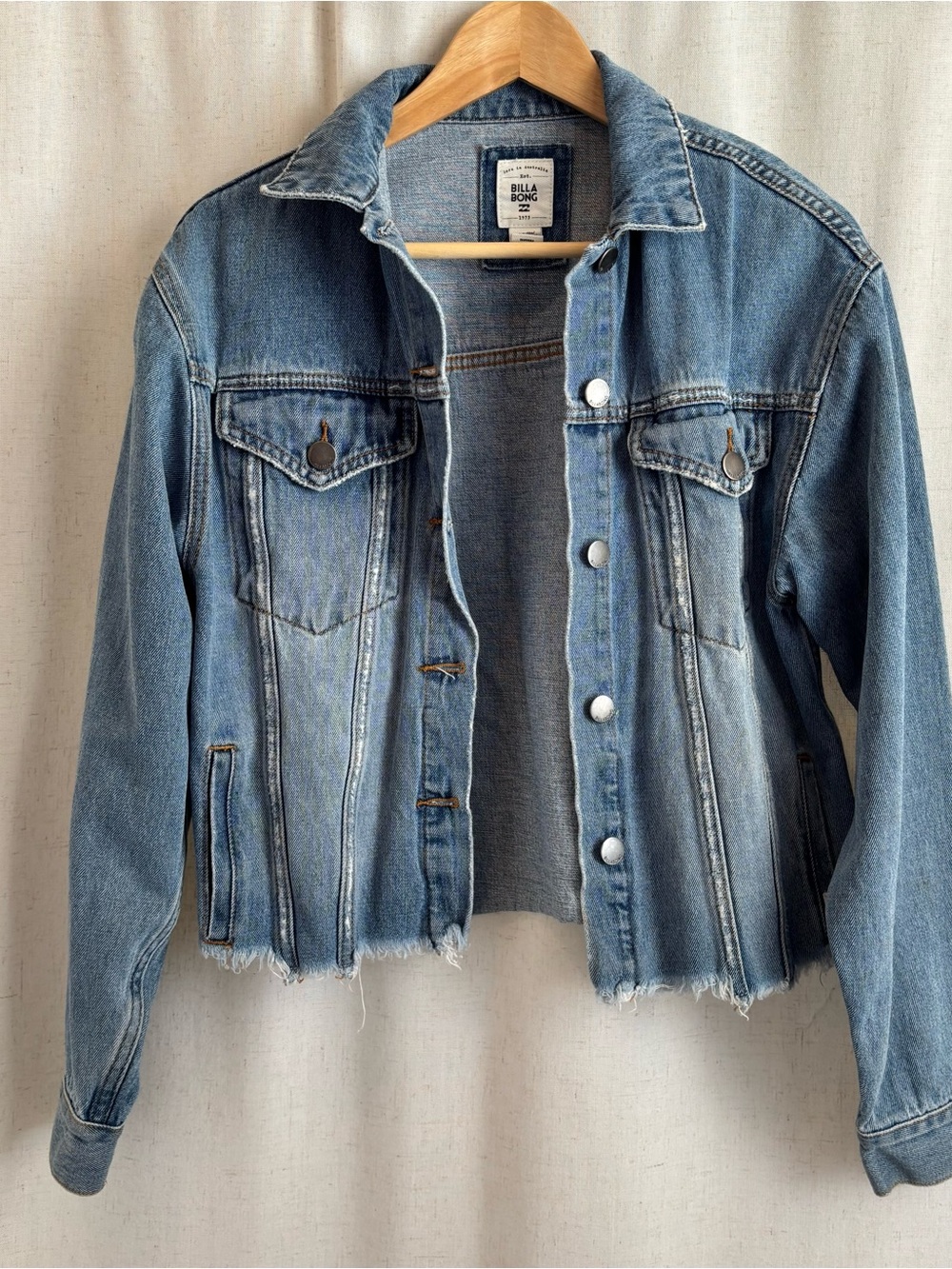 Billabong Light Blue Denim Jacket with Label Detail - Picture 1 of 4